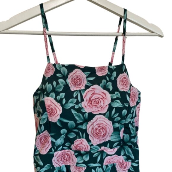 Pink Rose Floral Patterned Women's Floor Length Summer Dress Size Medium - Picture 3 of 3